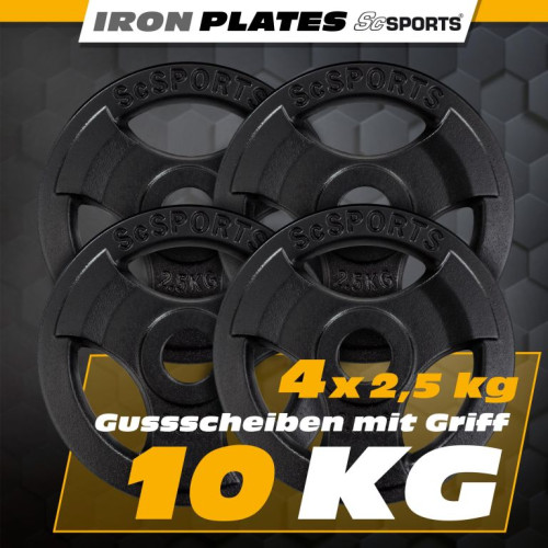 ScSPORTS Sada liatinových kotúčov 4x2,5 kg, priemer 30/31 mm ScSPORTS Sada liatinových kotúčov 4x2,5 kg, priemer 30/31 mm