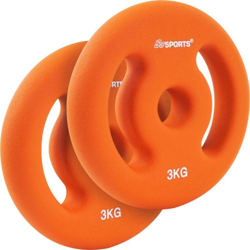 Neoprenové kotúče 2x3 kg s úchytmi, oranžové, 30/31 mm otvor