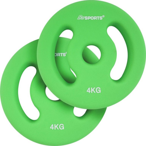 ScSPORTS Neoprénové kotúče 2x4 kg, zelené, 30/31 mm otvor ScSPORTS Neoprénové kotúče 2x4 kg, zelené, 30/31 mm otvor
