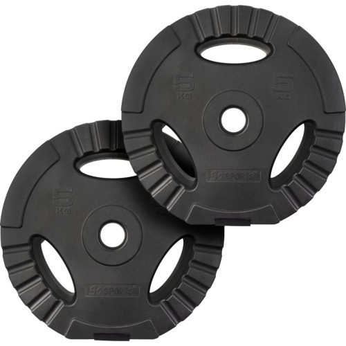 ScSPORTS Kotúče na činku 2x5 kg s úchytmi, plast/cement