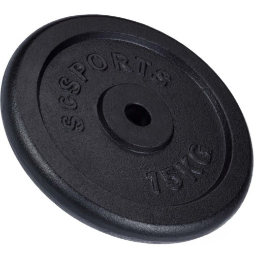 ScSPORTS Liatinový kotúč 15 kg, otvor 30/31 mm, čierny