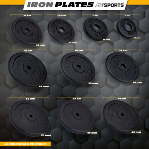 ScSPORTS Liatinový kotúč 30 kg, priemer 30/31 mm, čierny ScSPORTS Liatinový kotúč 30 kg, priemer 30/31 mm, čierny