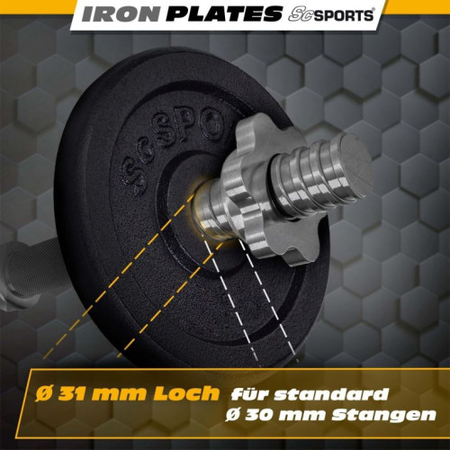 ScSPORTS Liatinový kotúč 30 kg, priemer 30/31 mm, čierny ScSPORTS Liatinový kotúč 30 kg, priemer 30/31 mm, čierny