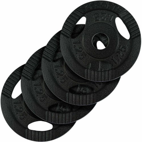 Liatinové závažie 4x1,25 kg s úchytmi, priemer 31 mm, čierne