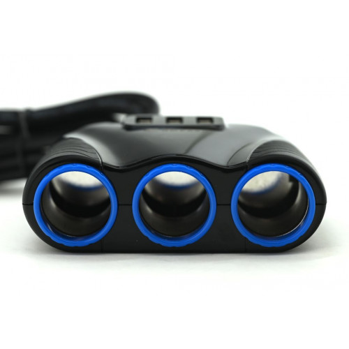 Roztrojka 12/24 V s 3 x USB konektorom