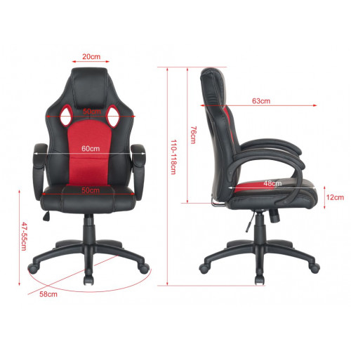 Ergonomická kancelárska stolička, červeno-čierna