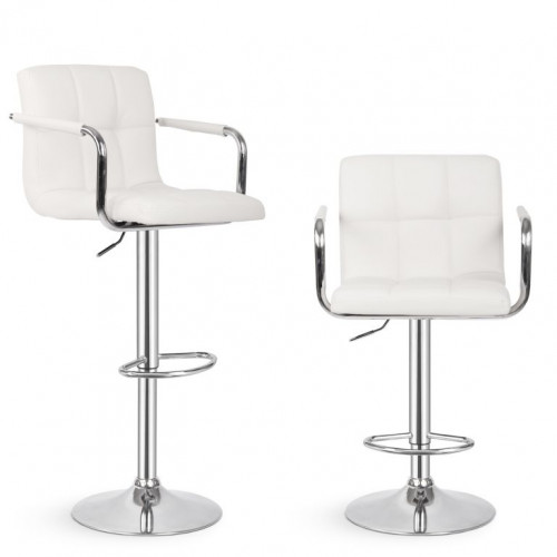 MIADOMODO Barová stolička 2 ks, s lakťovými opierkami, biela