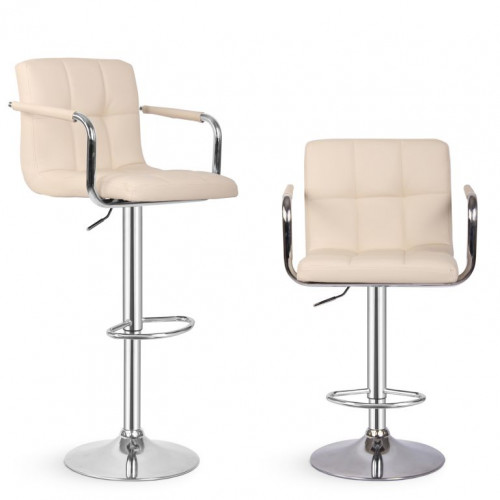 MIADOMODO Barová stolička 2ks, s lakťovými opierkami, béžová
