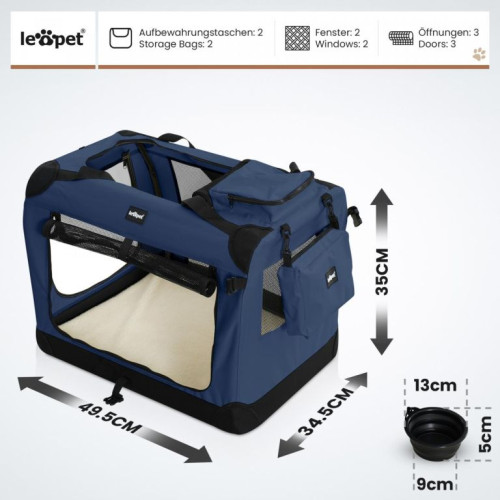 Leopet Prepravný box pre psov S, 49,5 x 34,5 x 35 cm, modrý Leopet Prepravný box pre psov S, 49,5 x 34,5 x 35 cm, modrý