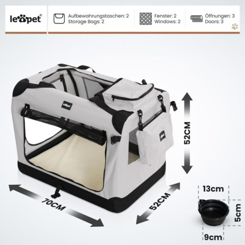 Leopet Prepravný box pre psov L, 70 x 52 x 52 cm, sivý Leopet Prepravný box pre psov L, 70 x 52 x 52 cm, sivý
