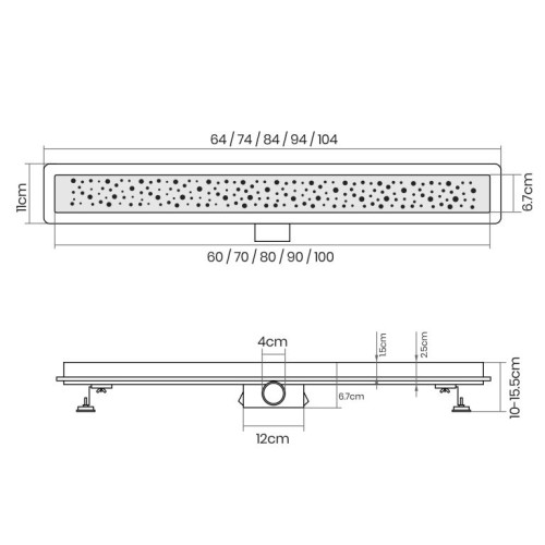 Aquamarin Sprchový podlahový žľab perforovaný, 100 cm Aquamarin Sprchový podlahový žľab perforovaný, 100 cm