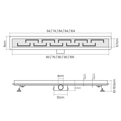 Aquamarin Sprchový podlahový žľab geometrický, 100 cm Aquamarin Sprchový podlahový žľab geometrický, 100 cm