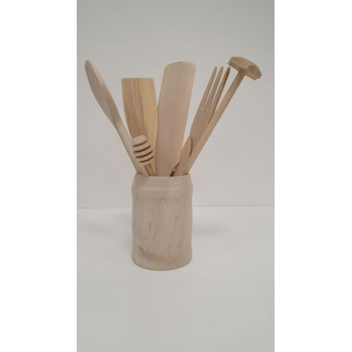 Detská drevená sada kuchynského náčinia v súdku