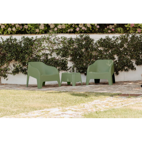 PETRA plastový stôl + box, šalviovo zelená