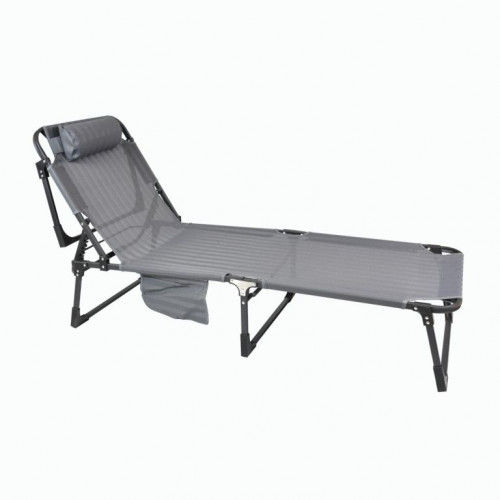 Skladacie lehátko s vankúšom, sivé, 189 x 63 x 34 cm