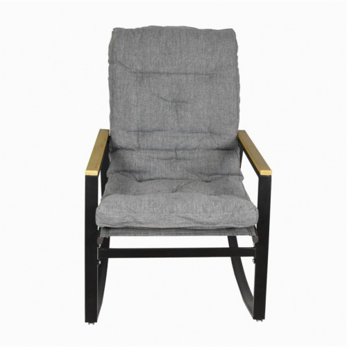 Hojdacie kreslo, oceľové, čalúnené vankúše, sivé, 2 ks