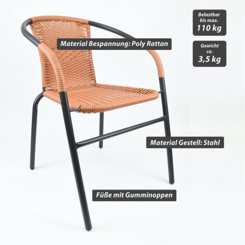 Záhradná bistro stolička, stohovateľná, sivá/prírodná