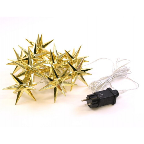 Svetelná LED reťaz, 10 LED, hviezdy, 12 cm, teplá biela
