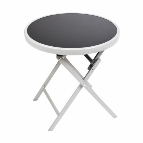 Záhradný bistro stolík, skladací, Ø 45 cm, čierna tónovaná