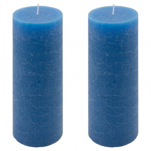 Modrá parafínová sviečka rustikálna 20 cm, 90 h, sada 2 ks