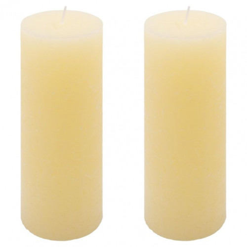 Krémová parafínová sviečka rustikálna 20 cm, 90 h, súprava 2