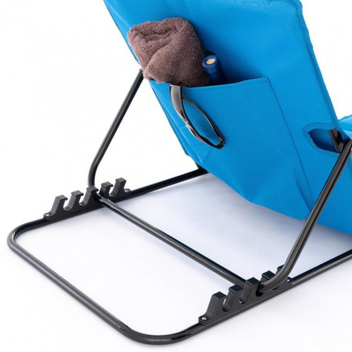 Nastaviteľná plážová podložka s operadlom, modrá, 2 ks