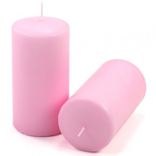 Sada stĺpových sviečok, 15 cm, Ø 7,5 cm, ružová, 2 ks