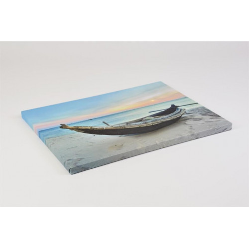 Nástenná maľba Loď na pláži, LED s časovačom, 30 x 40 cm