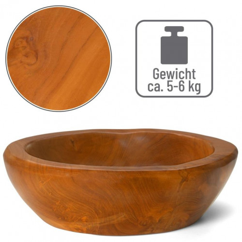 Drevené umývadlo DIVERO, masívne teakové drevo, Ø 39-40 cm Drevené umývadlo DIVERO, masívne teakové drevo, Ø 39-40 cm