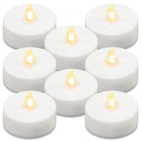 Sada batériových čajových sviečok s časovačom, biela, 8 ks