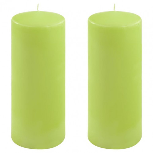 Sada stĺpových sviečok, 25 cm, Ø10 cm, svetlozelená, 2 ks