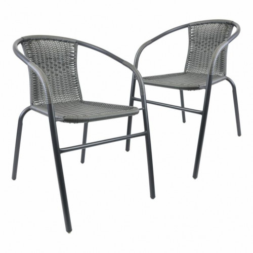 Sada záhradných bistro stoličiek, stohovateľná, sivá, 4 ks