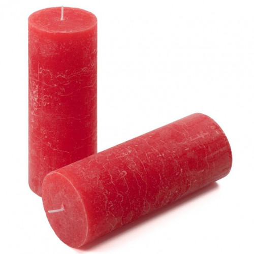Červená parafínová sviečka rustikálna 20 cm, 90 h, sada 4 ks