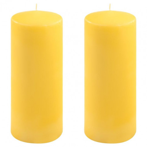 Sada stĺpových sviečok, 25 cm, Ø 10 cm, žltá, 2 ks