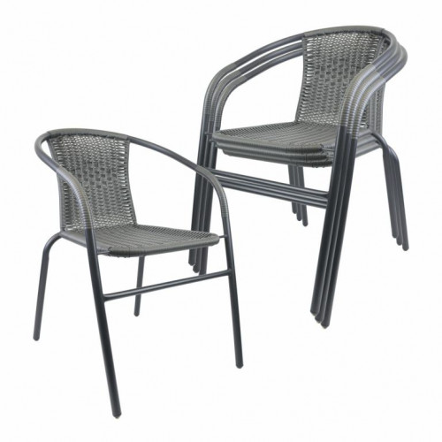 Sada záhradných bistro stoličiek, stohovateľná, sivá, 4 ks