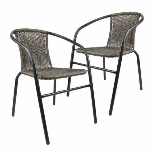 Sada záhradných stoličiek, stohovateľná, tmavosivá, 2 ks