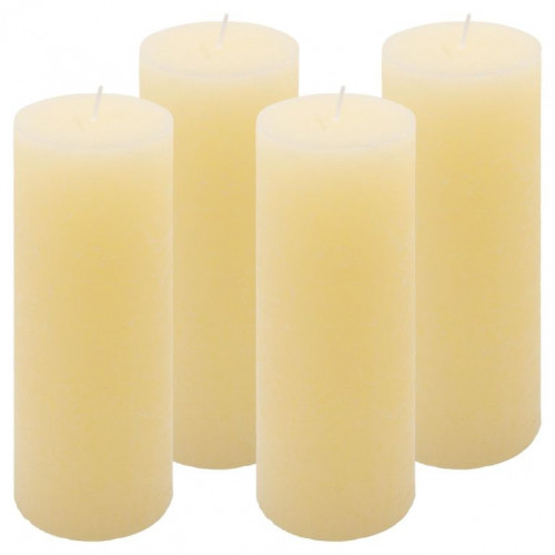 Krémová parafínová sviečka rustikálna 20 cm, 90 h, sada 4 ks
