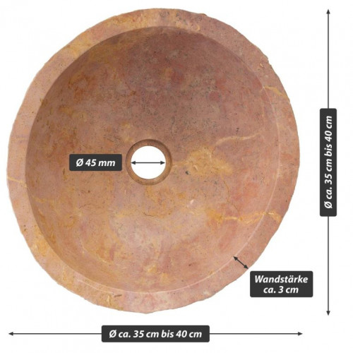 Umývadlo z prírodného kameňa Savona, Ø 35 - 40 cm