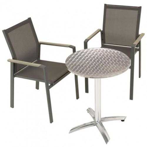 Záhradný set bistro stola a 2 stohovateľných stoličiek, sivá