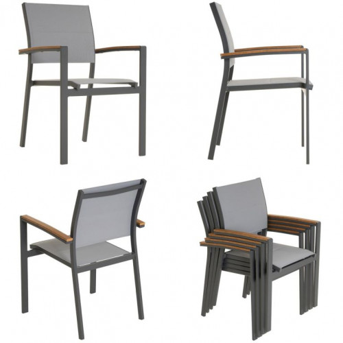 Záhradný set bistro stola a 2 stohovateľných stoličiek, sivá