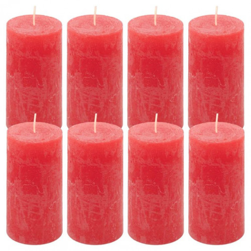 Červená parafínová sviečka, rustikálna, 10 cm, 8 ks