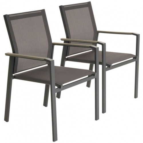 Sada záhradných stoličiek, sivá, 90 x 56,5 x 59,5 cm, 2ks