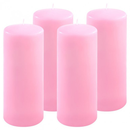 Sada stĺpových sviečok, 25 cm, Ø10 cm, ružová, 4 ks