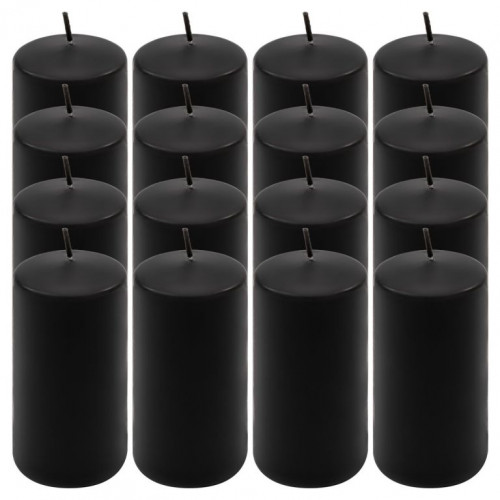 Čierna parafínová sviečka 10 cm, 20 h horenia, sada 16 ks