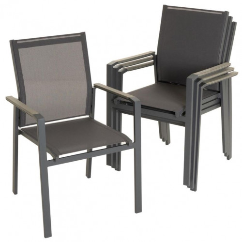 Sada záhradných stoličiek, sivá,90 x 56,5 x 59,5 cm,4ks