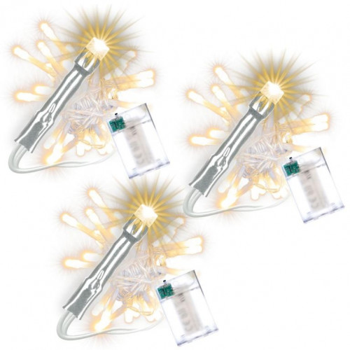 Sada vianočných LED reťazí, 30 LED, teplá biela, 3 ks