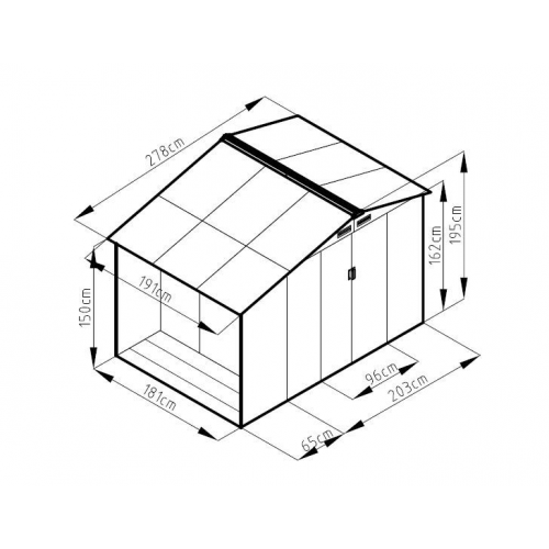 Záhradný domček LUKE A, 195 x 278 x 191 cm, kov