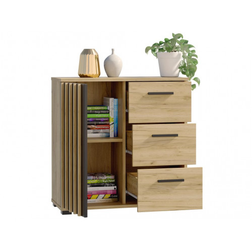 Loftová komoda 80 cm so zásuvkami a úchytkami