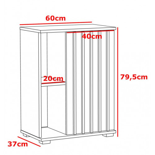 Nočný stolík do spálne 60 cm s lamelovými dvierkami