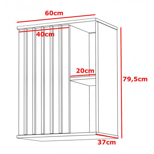 Závesná skrinka 60 cm s lamelovými dvierkami